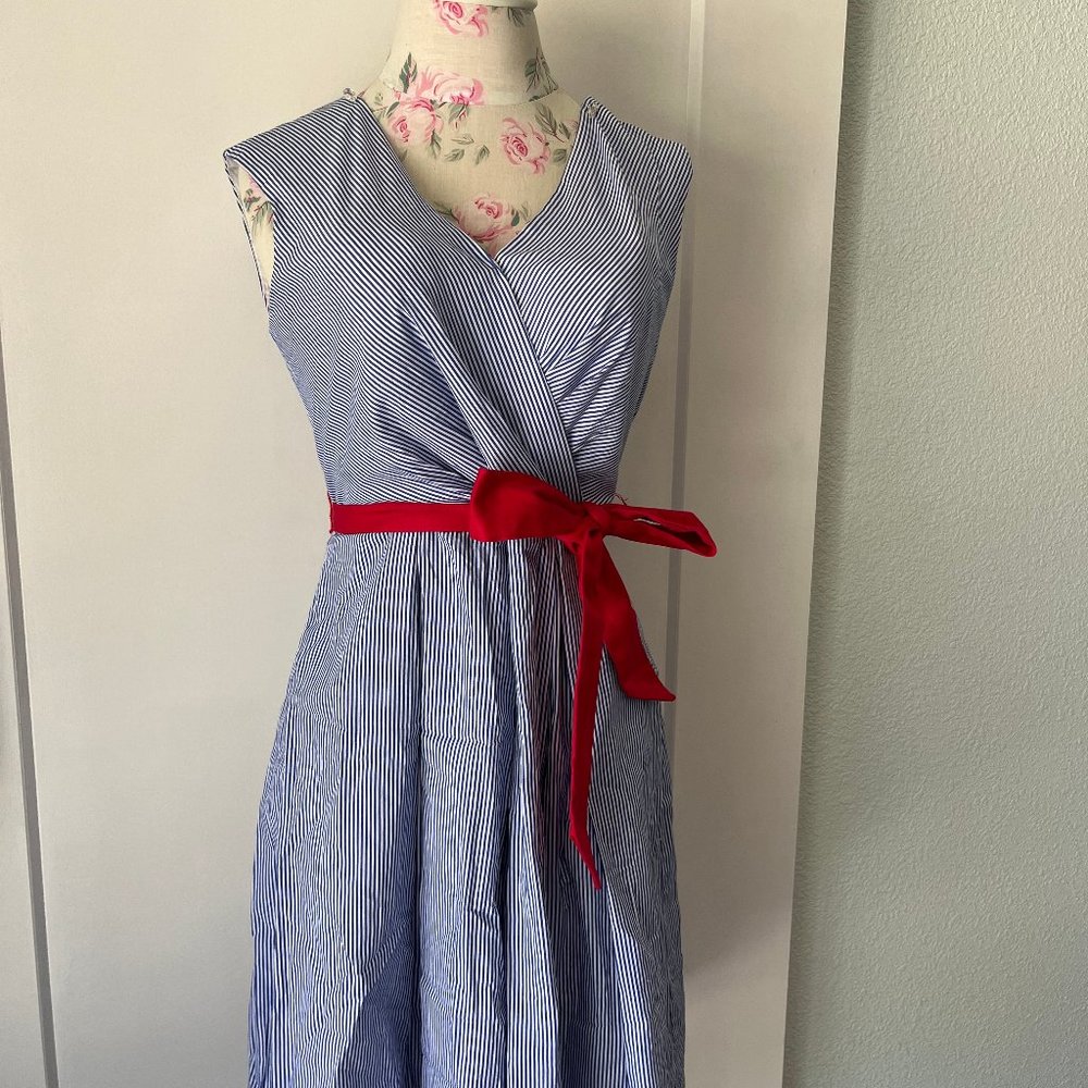 Chette B Lightweight, Lined Pin-Stripe Dress